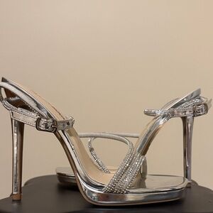 Elegant Silver Strappy Heels